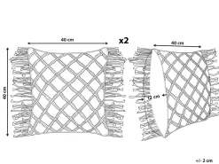 Conjunto De 2 Almofadas Decorativas Em Macrame De Algodao Rosa 40 X 40 Cm Yaniklar