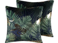 Conjunto De 2 Almofadas Decorativas Verdes 45 X 45 Cm Bellerose