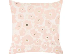Conjunto De 2 Almofadas Decorativas Em Veludo Creme E Rosa 45 X 45 Cm Triteleia