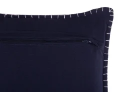 Conjunto De 2 Almofadas Decorativas Algodao E Viscose Azul Escuro Com Relevo 45 X 45 Cm Melur