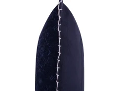 Conjunto De 2 Almofadas Decorativas Algodao E Viscose Azul Escuro Com Relevo 45 X 45 Cm Melur