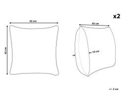 Conjunto De 2 Almofadas Decorativas Algodao E Viscose Azul Escuro Com Relevo 45 X 45 Cm Melur