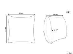 Conjunto De 2 Almofadas Decorativas Em Veludo Azul E Creme 45 X 45 Cm Allium
