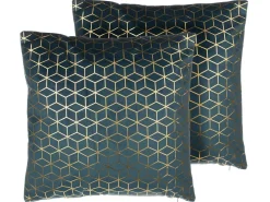 Conjunto De 2 Almofadas Decorativas De Veludo 45 X 45 Cm Azul Celosia