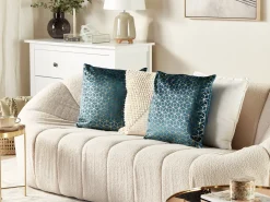 Conjunto De 2 Almofadas Decorativas De Veludo 45 X 45 Cm Azul Celosia