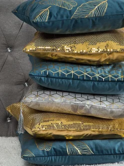 Conjunto De 2 Almofadas Decorativas De Veludo 45 X 45 Cm Azul Celosia