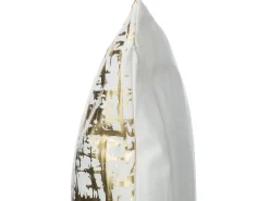 Conjunto De 2 Almofadas Decorativas Branco E Dourado 45 X 45 Cm Gardenia