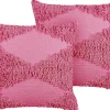 Conjunto De 2 Almofadas Decorativas Em Algodao Rosa 45 X 45 Cm Rhoeo
