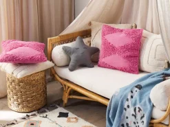 Conjunto De 2 Almofadas Decorativas Em Algodao Rosa 45 X 45 Cm Rhoeo