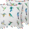 Conjunto De 2 Almofadas Decorativas Com Motivo De Aves 45 X 45 Cm Mallow