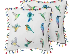 Conjunto De 2 Almofadas Decorativas Com Motivo De Aves 45 X 45 Cm Mallow