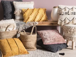 Conjunto De 2 Almofadas Decorativas Algodao E Viscose Amarela Com Relevo 45 X 45 Cm Kavalam