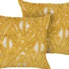 Conjunto De 2 Almofadas Decorativas Tufadas Em Algodao Amarelo 45 X 45 Cm Alcea