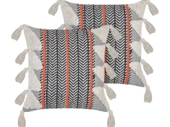 Conjunto De 2 Almofadas Decorativas Em Algodao Multicolor 45 X 45 Cm Bouvardia