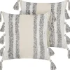 Conjunto De 2 Almofadas Decorativas Tufadas Em Algodao Creme E Cinzento 45 X 45 Cm Heliconia