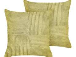 Conjunto De 2 Almofadas Decorativas Em Bombazine Verde 43 X 43 Cm Millet