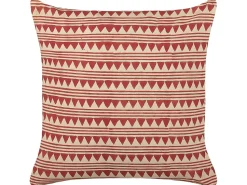 Conjunto De 2 Almofadas Decorativas Com Padrao Geometrico Em Algodao Vermelho E Creme 45 X 45 Cm Deglupta