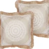 Conjunto De 2 Almofadas Decorativas Brancas E Cremes 45 X 45 Cm Agrimony