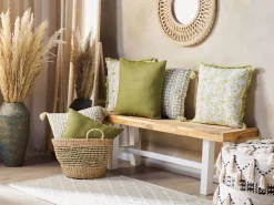 Conjunto De 2 Almofadas Decorativas Verdes 45 X 45 Cm Sagina