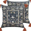 Conjunto De 2 Almofadas Decorativas Padrao Floral Em Veludo Multicolor 45 X 45 Cm Panax