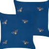 Conjunto De 2 Almofadas Decorativas Em Veludo Azul 45 X 45 Cm Talinum