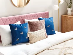 Conjunto De 2 Almofadas Decorativas Em Veludo Azul 45 X 45 Cm Talinum