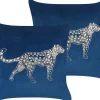 Conjunto De 2 Almofadas Decorativas Em Veludo Azul Marinho 45 X 45 Cm Marula