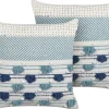 Conjunto De 2 Almofadas Decorativas Em Algodao Branco E Azul Com Borlas 45 X 45 Cm Datura