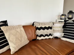 Conjunto De 2 Almofadas Decorativas Em Algodao Creme E Pretas 45 X 45 Cm Hydrangea