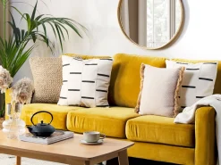 Conjunto De 2 Almofadas Decorativas As Riscas Em Algodao Creme E Preto 45 X 45 Cm Abies