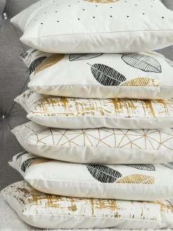 Conjunto De 2 Almofadas Decorativas Com Estampado Preto E Dourado 45 X 45 Cm Lotus