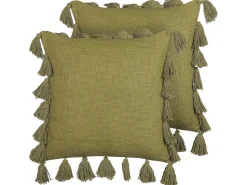 Conjunto De 2 Almofadas Decorativas Verde Azeitona 45 X 45 Cm Lynchis