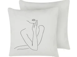 Conjunto De 2 Almofadas Decorativas Brancas 45 X 45 Cm Meadowfoam