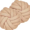 Conjunto De 2 Almofadas Decorativas Com No Em Tecido Boucle Creme 31 X 31 Cm Akola