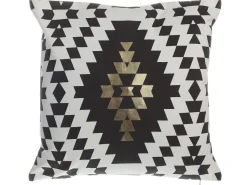 Conjunto De 2 Almofadas Decorativas 45 X 45 Cm Preto Branco E Dourado Coleus