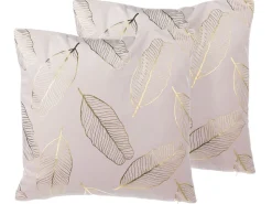 Conjunto De 2 Almofadas Decorativas 45 X 45 Cm Rosa Freesia