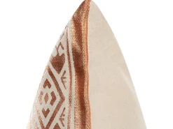 Conjunto De 2 Almofadas De Algodao Com Padrao Geometrico 50 X 50 Cm Cobre Oujda