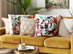 Conjunto De 2 Almofadas Decorativas Bordadas Em Algodao Multicolor 50 X 50 Cm Vellore