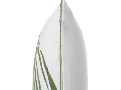Conjunto De 2 Almofadas Decorativas Branca Com Folha De Palmeira Verde 45 X 45 Cm Azami