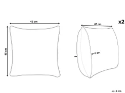 Conjunto De 2 Almofadas Decorativas Branca Com Folha De Palmeira Verde 45 X 45 Cm Azami
