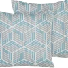 Conjunto De 2 Almofadas De Jardim Com Padrao Geometrico Cinzento E Azul 45 X 45 Cm Veggio