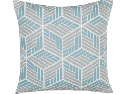 Conjunto De 2 Almofadas De Jardim Com Padrao Geometrico Cinzento E Azul 45 X 45 Cm Veggio