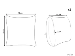 Conjunto De 2 Almofadas De Jardim Com Padrao Geometrico Cinzento E Azul 45 X 45 Cm Veggio