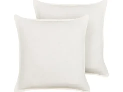 Conjunto De 2 Almofadas Decorativas Brancas 45 X 45 Cm Subulata
