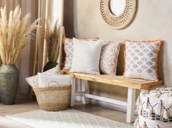Conjunto De 2 Almofadas Decorativas Brancas 45 X 45 Cm Subulata
