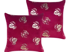 Conjunto De 2 Almofadas Decorativas Borgonha 45 X 45 Cm Goldenrod