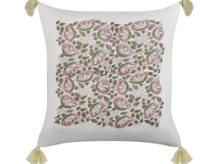 Conjunto De 2 Almofadas Decorativas Com Padrao Floral Com Borlas Em Algodao Multicolor 45 X 45 Cm Carissa