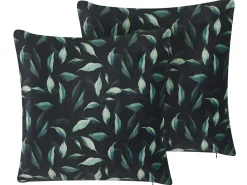 Conjunto De 2 Almofadas Decorativas Verde E Preto 45 X 45 Cm Toadflax