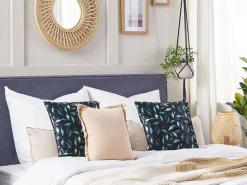 Conjunto De 2 Almofadas Decorativas Verde E Preto 45 X 45 Cm Toadflax