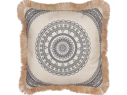 Conjunto De 2 Almofadas Decorativas Cremes E Pretas 45 X 45 Cm Geranium